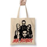 Baskı Dükkanı Mr Robot 03 Bez Uzun Saplı Krem Rengi Çanta