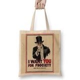 Baskı Dükkanı Mr Robot I Want You For Fsociety Bez Uzun Saplı Krem Rengi Çanta
