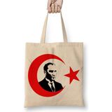 Baskı Dükkanı Mustafa Kemal Atatürk Türk Bayrağı Bez Çanta
