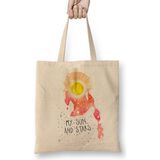 Baskı Dükkanı My Sun And Stars Bez Uzun Saplı Krem Rengi Çanta