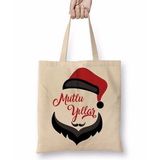 Baskı Dükkanı Noel Baba ile Mutlu Yıllar Bez Kadın Günlük Çanta