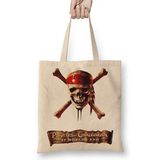 Baskı Dükkanı Pirates Of The Caribbean Bez Uzun Saplı Krem Rengi Çanta