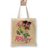 Baskı Dükkanı Pug Kaykay Köpek Bez Uzun Saplı Krem Rengi Çanta