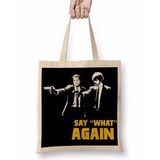 Baskı Dükkanı Pulp Fiction Black Bez Uzun Saplı Krem Rengi Çanta