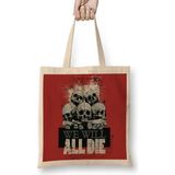 Baskı Dükkanı Punk We Wıll All Dıe Bez Uzun Saplı Krem Rengi Çanta