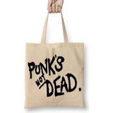 Baskı Dükkanı Punks Not Dead Bez Uzun Saplı Krem Rengi Çanta