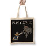 Baskı Dükkanı Puppy Souls Bez Uzun Saplı Krem Rengi Çanta
