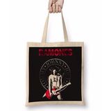 Baskı Dükkanı Ramones 3 Bez Uzun Saplı Krem Rengi Çanta
