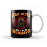Baskı Dükkanı Real Pilots Don't Need Runways Helicopter Pilot Kupa Bardak