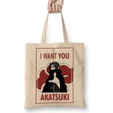 Baskı Dükkanı Recruta Akatsuki Naruto Bez Uzun Saplı Krem Rengi Çanta
