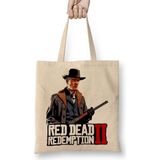 Baskı Dükkanı Red Dead Redemption 2 Hosea Bez Uzun Saplı Krem Rengi Çanta