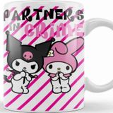 Baskı Dükkanı Sanrio Kuromi And My Melody Porselen 330 ml Beyaz Kupa Bardak