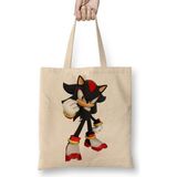 Baskı Dükkanı Shadow The Hedgehog Sonic Bez Uzun Saplı Krem Rengi Çanta