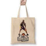 Baskı Dükkanı Shaq O'neal I Love This Game Bez Uzun Saplı Krem Rengi Çanta