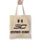 Baskı Dükkanı Stephen Curry Golden State Nba Bez Uzun Saplı Krem Rengi Çanta
