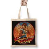 Baskı Dükkanı Street Fighter Fighting Street Bez Uzun Saplı Krem Rengi Çanta