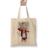 Baskı Dükkanı Suicide Squad Crop Top Bez Uzun Saplı Krem Rengi Çanta