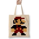 Baskı Dükkanı Super Mario Bros Bez Uzun Saplı Krem Rengi Çanta