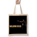 Baskı Dükkanı the Walking Dead Rick Siyah Zemin Bez Çanta