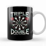 Baskı Dükkanı Triple Is Funny But Double Makes The Money Darts Porselen Beyaz Kupa Bardak