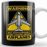 Baskı Dükkanı Warning May Spontaneously Start Talking Airplanes Beyaz Porselen Kupa Bardak