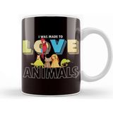 Baskı Dükkanı Was Made Love Animals Pet Dog Cat Animal Care Rescue Welfare Beyaz Porselen Kupa Bardak