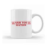 Baskı Dükkanı Wash Your Hands Stranger Things Font Beyaz Porselen Kupa Bardak