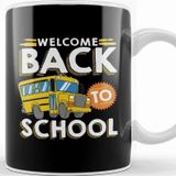 Baskı Dükkanı Welcome Back To School Kids Schoolbus New Student Beyaz Porselen Kupa Bardak