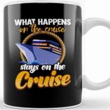 Baskı Dükkanı What Happens On The Cruise Stays On The Cruise Beyaz Porselen Kupa Bardak