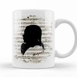 Baskı Dükkanı Wolfgang Amadeus Mozart Piyano Müzik Notaları Porselen Kupa