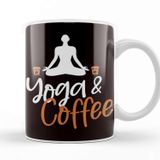 Baskı Dükkanı Yoga Coffee Asana Meditation Zen Nirvana Gift Beyaz Porselen Kupa Bardak