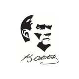 Baskı Madeni Atatürk Silueti ve Imzası Oto Sticker Beyaz (32 x 27 Cm)