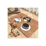 Baskı Madeni Kedi Köpek Besleme Su Mama Kabı Altlığı Leke Tutmaz, Vinil Paspas 70*50 cm
