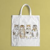 Baskı Tech Kedi Baskılı Bez Çanta - 7134P - Beyaz