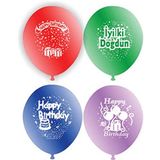 BASKILI BALON ATOM HAPPY BIRTHDAY-İYİKİ DOĞDUN 100'LÜ PAKET (100 Adet)