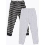 Baskılı Beli Lastikli Çizgili Erkek Bebek Pijama Alt 2'li - 6 - 9 Ay
