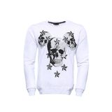 Baskılı Beyaz Bisiklet Yaka Sweatshirt | Wessi