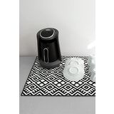 Baskılı Bulaşık Kurutma Matı 46X36 cm Kurulama Bezi Örtüsü Mf-057 Siyah