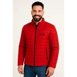 Baskılı Erkek Modern Stil Kırmızı Mikro Su İtici Kapitone Astarlı Fermuarlı Bomber Mont