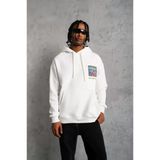 Baskılı Erkek Patel Six Tipografi Beyaz Kapüşonlu Sweatshirt