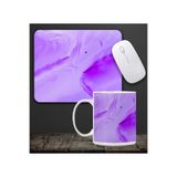Baskılı Kupa & Mor Renk Dalga Geçişli Mouse Pad 23x19cm Fare Altlığı Kaydırmaz Taban De594 Ofis Hedi hbspks