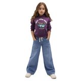Baskılı Mor Sweatshirt 7S10060-70577 Mor-70577 2-3