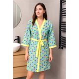 Baskılı Müslin Kimono Bornoz – Unisex | %100 Pamuk Yumuşacık 2 Katlı Doğal Kumaş - Ztmbb10 Anceli L/Xl
