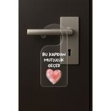 Baskılı Otel Oda Ev Daire Yatak Çocuk Odası İçin Desenli Kapı Kolu Askısı Mutluluk