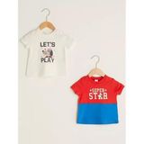 Baskılı Pamuk Erkek Bebek 2'li T-Shirt (S1) - Renkli