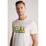 Baskılı Pima Pamuk Beyaz T-Shirt - Off White