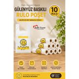 Baskılı Rulo Poşet Orta Boy 10'lu Gülenyüz Hışır Atlet Poşet Market Manav Poşeti Çöp Poşeti