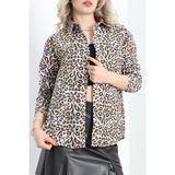 Baskılı Terikoton Gömlek Leopar - 25522.1874. - 001-Beyaz - XL