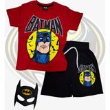 Baskılı Tişört Şort ve Batman Maskeli Kırmızı Renk Çocuk Takım - 3 - 4 Yaş