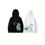 Baskılı Unisex Sokak Stili Siyah Sevgililer Günü Özel Kapüşonlu Oversize Sweatshirt
